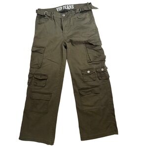 VIP Jeans Olive Green Cargo Pants Multi Pocket Utility Y2K Size 9/29